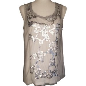 Simply Vera Vera Wang White and Silver Sequin Tank Top